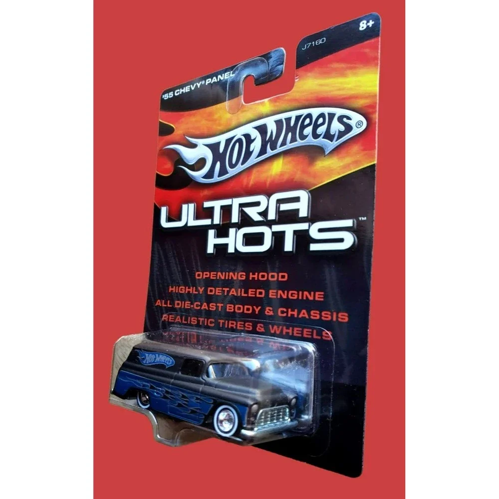 2005 Hot Wheels Ultra Hots '55 Chevy Panel Black Blue 1:64 Real Riders Die-Cast